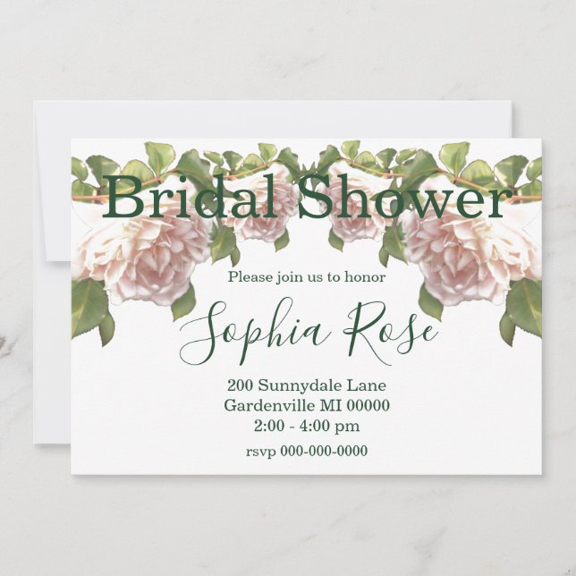 Invitación Guión de caligrafía de Rosa de marfil de rubefacci (Anverso)