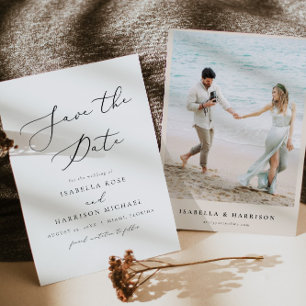 Invitación Guión de caligrafía elegante EVELYN Guardar fecha