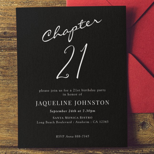 Invitación Guión de caligrafía elegante y moderno de 21 años (Subido por el creador)