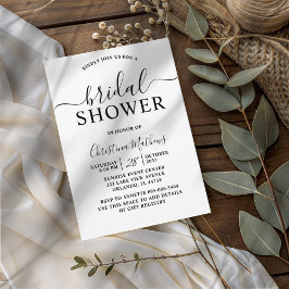 Invitación Guión de caligrafía en negro y blanco para ducha d