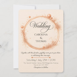 Invitación Guion de Caligrafía para Boda Elegante Peach Spark
