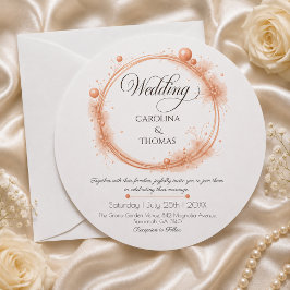 Invitación Guión de Caligrafía para Boda Elegante Peach Spark
