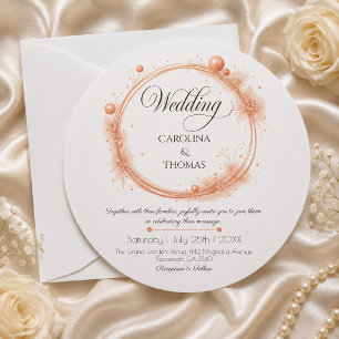 Invitación Guión de Caligrafía para Boda Elegante Peach Spark