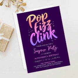 Invitación Guión De Caligrafía Púrpura Y Rosa De Pop Fizz Cli