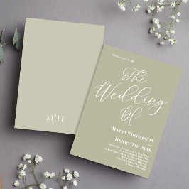 Invitación Guión de caligrafía simple Elegante Sage Green