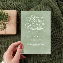 Invitación Guión de caligrafía verde Fiesta navidades