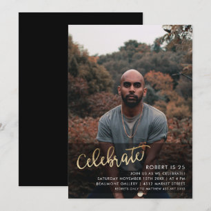 Invitación Guión de celebración de oro   Fotos personalizados