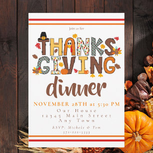 Invitación Guión de Cena de Acción de Gracias Festiva