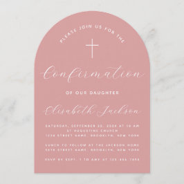 Invitación Guión de Chica rosado Rosa de Arco de Confirmación