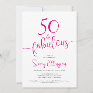 Invitación Guión de cincuenta y fabulosas cumpleaños 50 Fiest