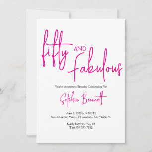 Invitación Guión de cincuenta y fabulosas cumpleaños 50 Fiest