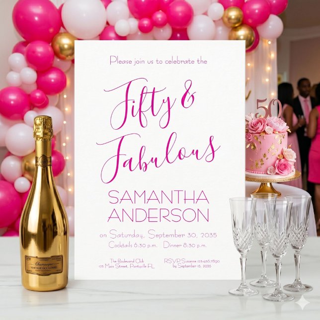 Invitación Guión de cincuenta y fabulosas fiestas de cumpleañ (Subido por el creador)