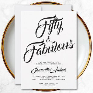 Invitación Guión de cincuenta y fabuloso Cumpleaños 50 Fiesta