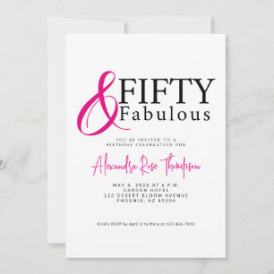 Invitación Guión de cincuenta y fabuloso Cumpleaños 50 Rosa F