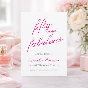 Invitación Guión de cincuenta y fabuloso Cumpleaños 50 Rosa F