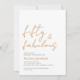 Invitación Guión de cincuenta y fabuloso Cumpleaños de oro 50