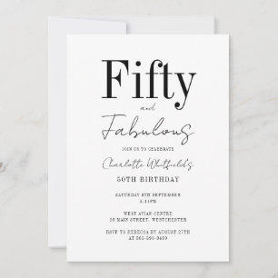 Invitación Guión de cincuenta y fabuloso cumpleaños número 50