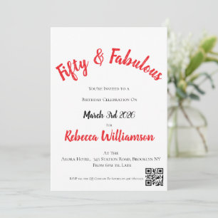 Invitación Guión de cincuenta y fabuloso cumpleaños número 50