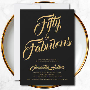 Invitación Guión de cincuenta y fabuloso Cumpleaños número 50