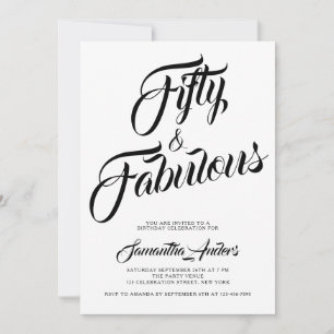 Invitación Guión de cincuenta y fabuloso fiesta de cumpleaños