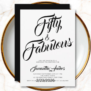 Invitación Guión de cincuenta y fabuloso fiesta de cumpleaños