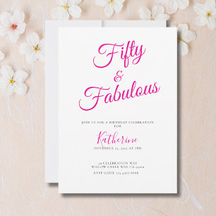 Invitación Guión de cincuenta y fabuloso Rosa Cumpleaños 50 F