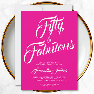 Invitación Guión de cincuenta y fabulosos Cumpleaños 50 Fiest