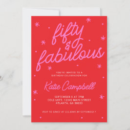 Invitación Guión de cincuenta y fabulosos Cumpleaños 50 rosa 