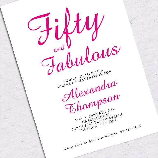 Invitación Guión de cincuenta y fabulosos cumpleaños número 5 (Subido por el creador)