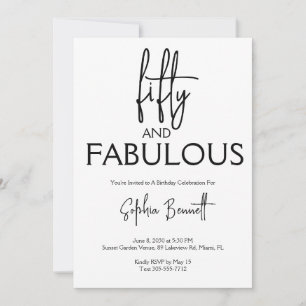 Invitación Guión de cincuenta y fabulosos fiesta de cumpleaño