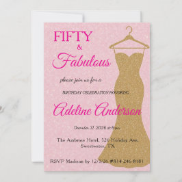 Invitación Guión de cincuenta y fabulosos Rosa Dorado Cumplea