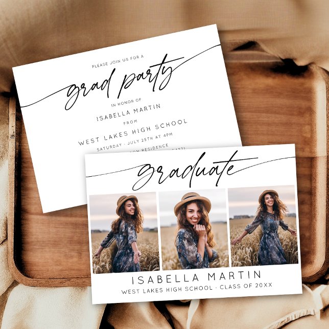 Invitación Guión de Collage de fotos del Partido de Graduació (Subido por el creador)