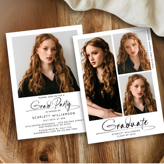 Invitación Guión de Collage de fotos del Partido de Graduació (Subido por el creador)