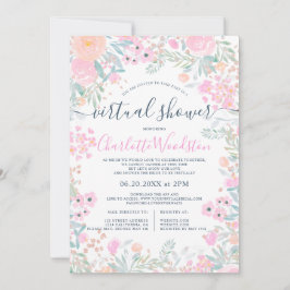Invitación Guión de color de agua floral Pastel ducha virtual