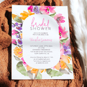 Invitación Guión de color de agua floral rosa del jardín duch