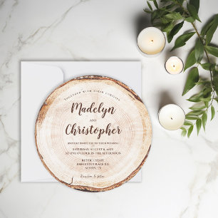 Invitación Guión de control de Boda Rústico de corte de mader