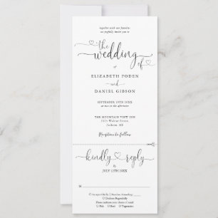 Invitación Guión De Corazón Blanco Y Negro Todo En Un Boda