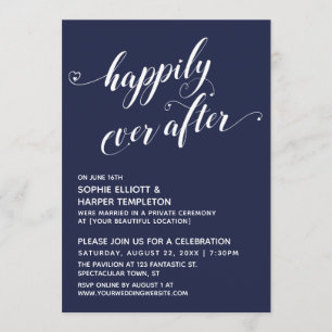 Invitación Guión de Corazones Felices para Siempre Recepción 