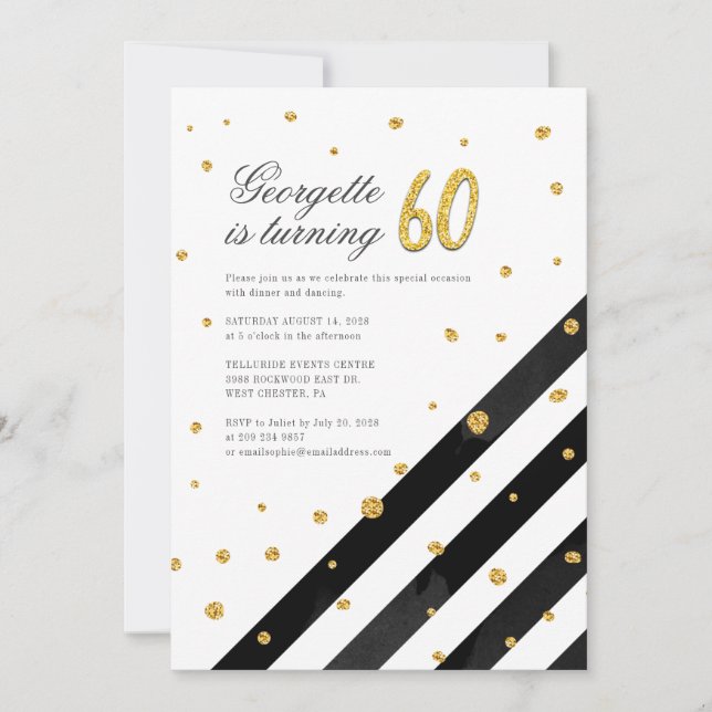 Invitación Guión de cumpleaños 60 moderno (Anverso)