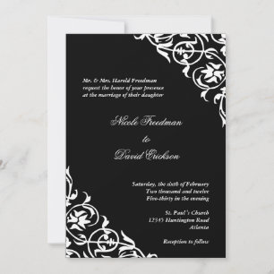 Invitación Guión de desplazamiento de esquina blanca negro pa