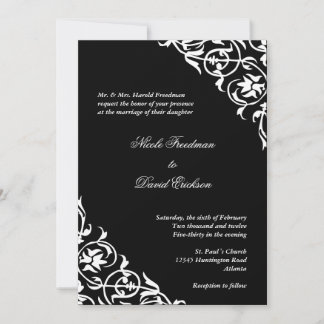 Invitación Guión de desplazamiento de esquina blanca negro pa
