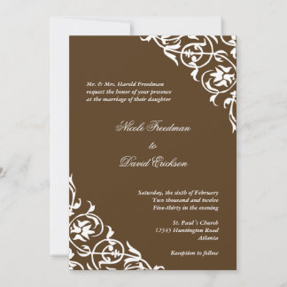 Invitación Guión de desplazamiento de esquina marrón de cacao