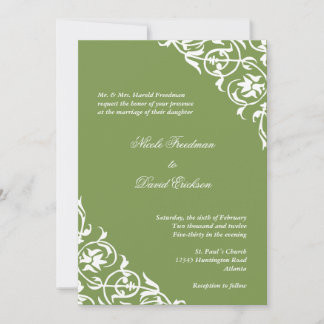 Invitación Guión de desplazamiento de esquina verde Kiwi para