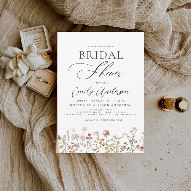 Invitación Guión de ducha de novia Boho Wildflower (Subido por el creador)