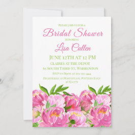 Invitación Guión de ducha de novia de color rosa de los peone