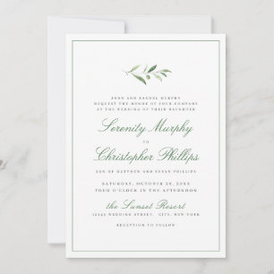 Invitación Guión de elegancia clásica Boda de vegetación simp