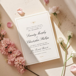 Invitación Guión de Elegancia Clásica Entrada Boda Blanco Y N