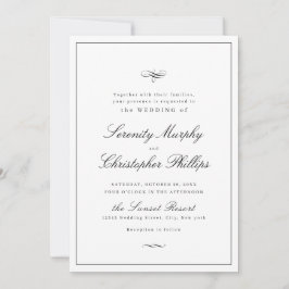 Invitación Guión de Elegancia Clásica Entrada Boda Blanco Y N