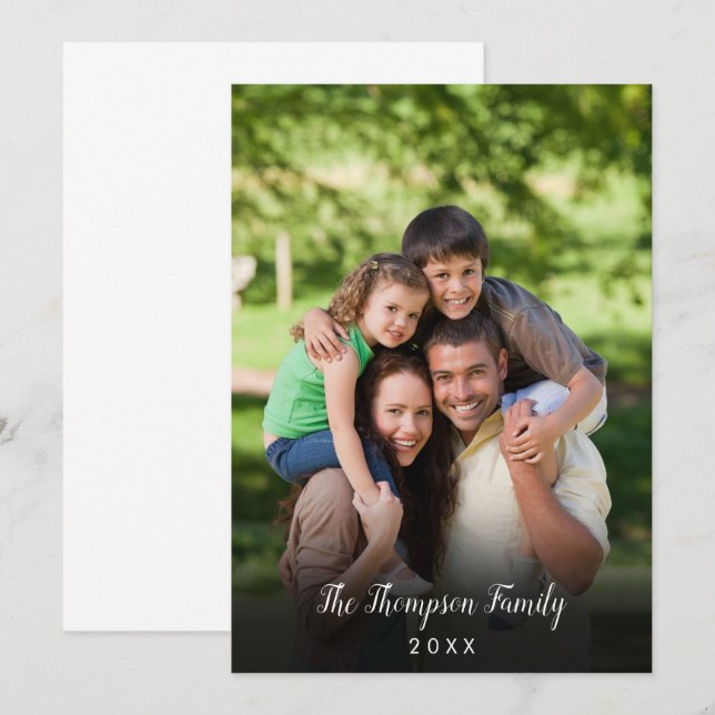 Invitación Guión de estilo de la foto de la familia favorita (Anverso / Reverso)