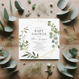 Invitación Guión de eucalipto de verde Baby Shower